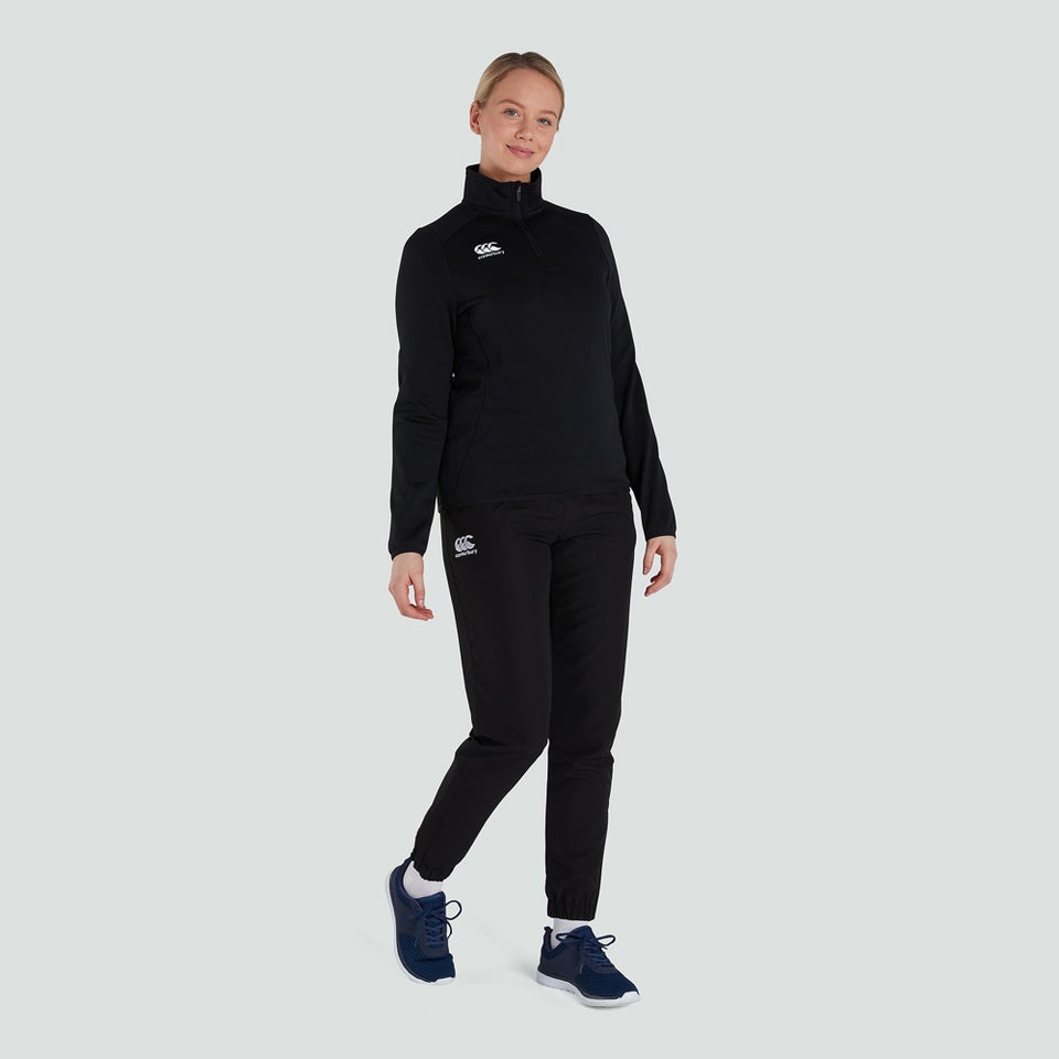 Womens Club 1/4 Zip Mid Layer Training Top Black