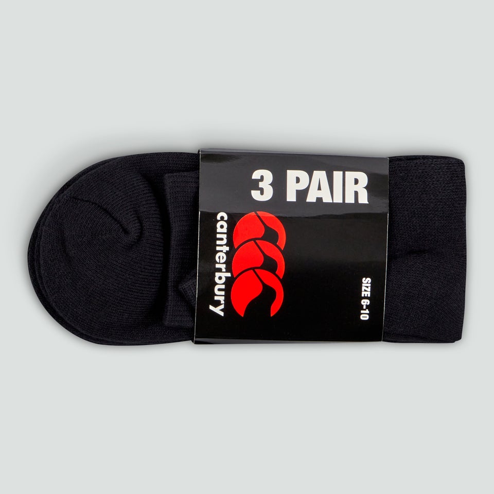 Adult Unisex Crew Sock 3Pk Black/Red