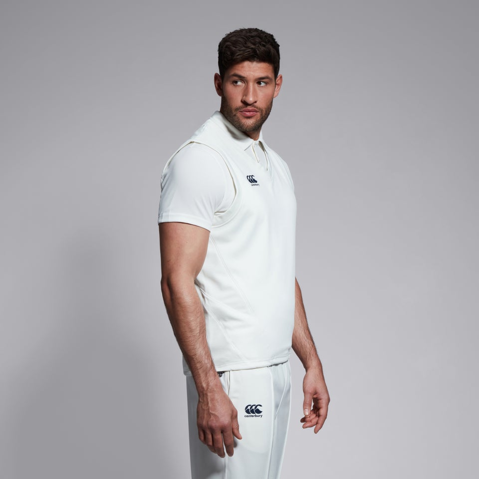Mens Sleeveless Cricket Overshirt Cream