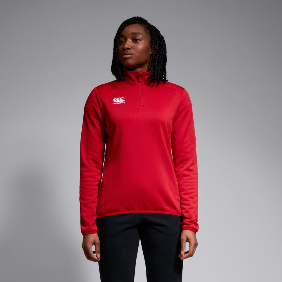 Womens Club 1/4 Zip Mid Layer Training Top Red