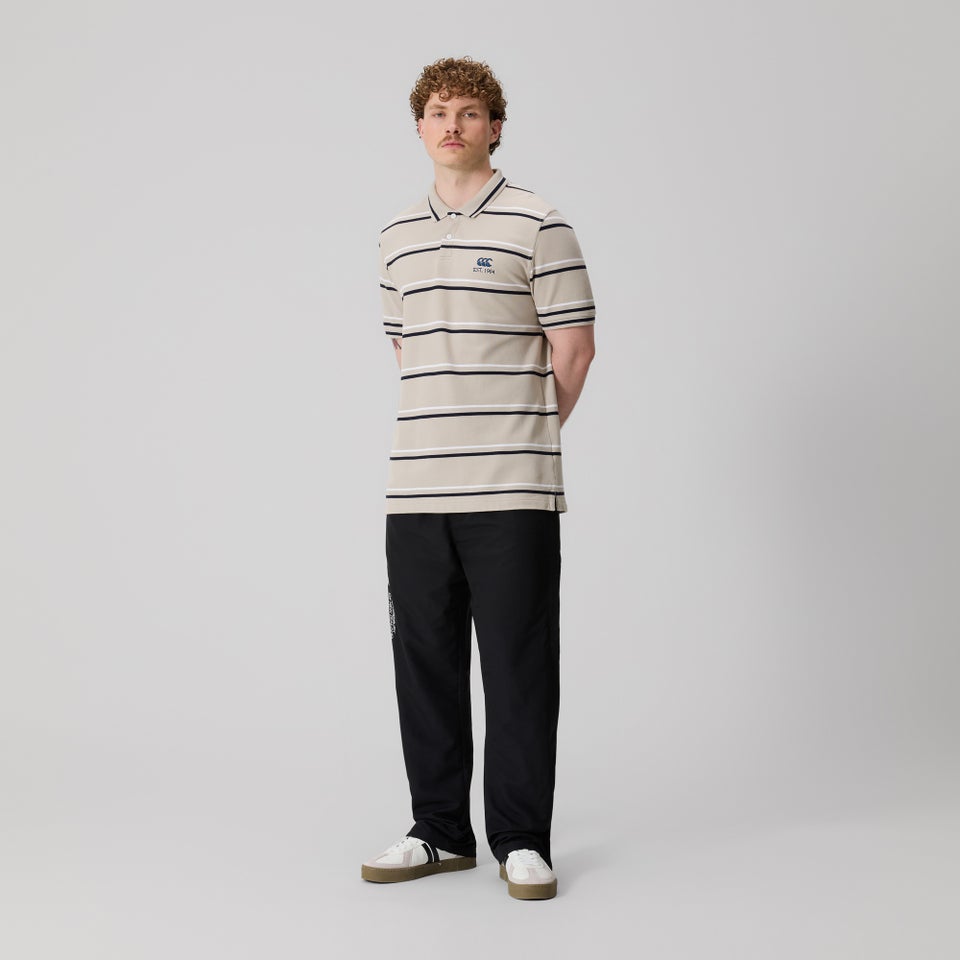 Mens Multi Stripe Polo Beige