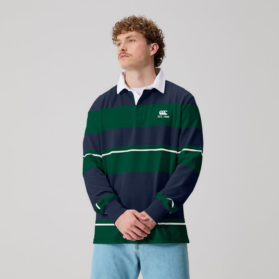 Mens Multi Stripe Rugby Jersey Navy
